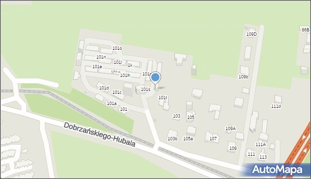 Sosnowiec, Dobrzańskiego-Hubala Henryka, mjr., 101u, mapa Sosnowca