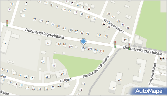 Sosnowiec, Dobrzańskiego-Hubala Henryka, mjr., 104, mapa Sosnowca