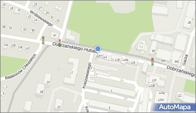 Sosnowiec, Dobrzańskiego-Hubala Henryka, mjr., 112, mapa Sosnowca