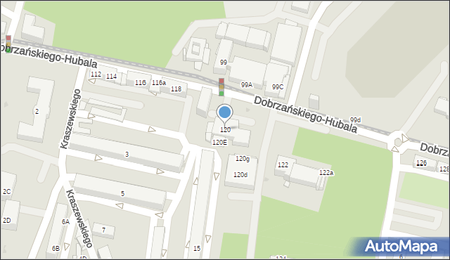 Sosnowiec, Dobrzańskiego-Hubala Henryka, mjr., 120, mapa Sosnowca