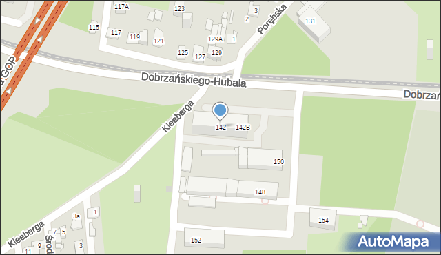 Sosnowiec, Dobrzańskiego-Hubala Henryka, mjr., 142, mapa Sosnowca