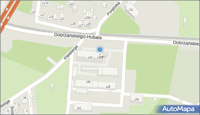 Sosnowiec, Dobrzańskiego-Hubala Henryka, mjr., 142B, mapa Sosnowca