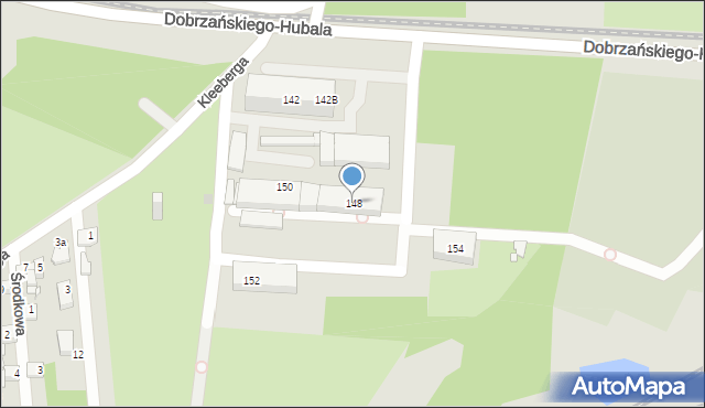 Sosnowiec, Dobrzańskiego-Hubala Henryka, mjr., 148, mapa Sosnowca