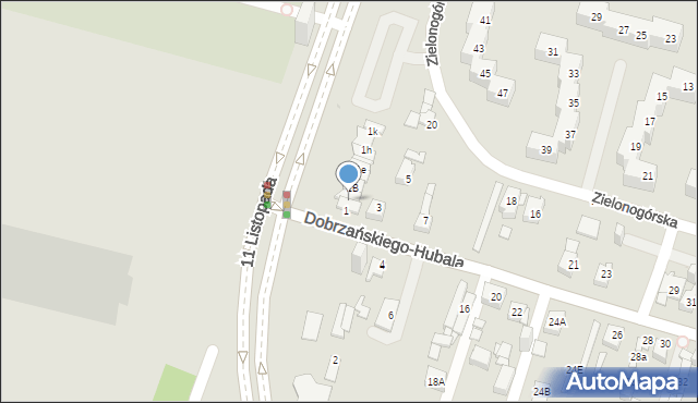 Sosnowiec, Dobrzańskiego-Hubala Henryka, mjr., 1a, mapa Sosnowca