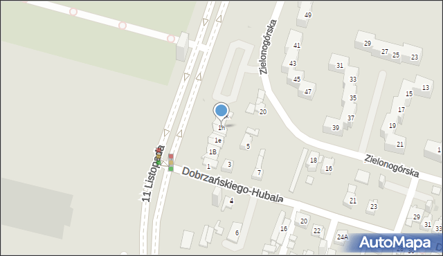 Sosnowiec, Dobrzańskiego-Hubala Henryka, mjr., 1h, mapa Sosnowca