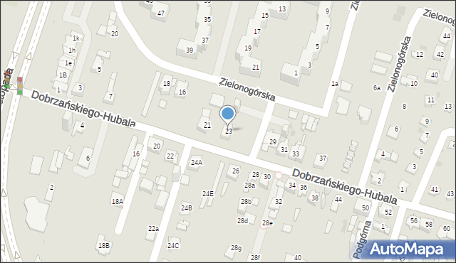 Sosnowiec, Dobrzańskiego-Hubala Henryka, mjr., 23, mapa Sosnowca