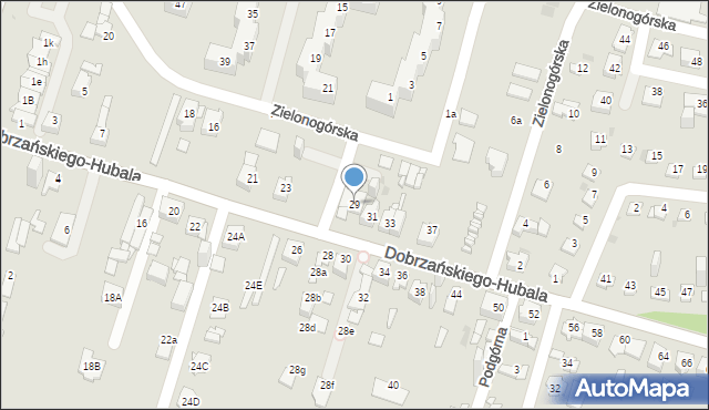 Sosnowiec, Dobrzańskiego-Hubala Henryka, mjr., 29, mapa Sosnowca