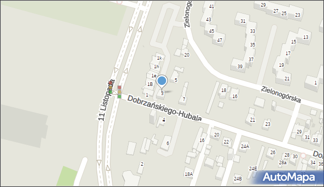 Sosnowiec, Dobrzańskiego-Hubala Henryka, mjr., 3, mapa Sosnowca