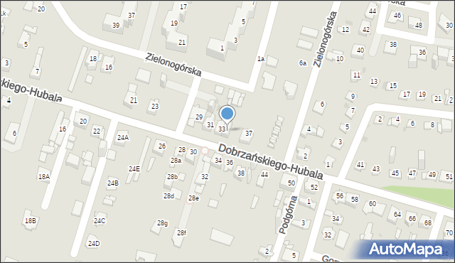 Sosnowiec, Dobrzańskiego-Hubala Henryka, mjr., 35, mapa Sosnowca
