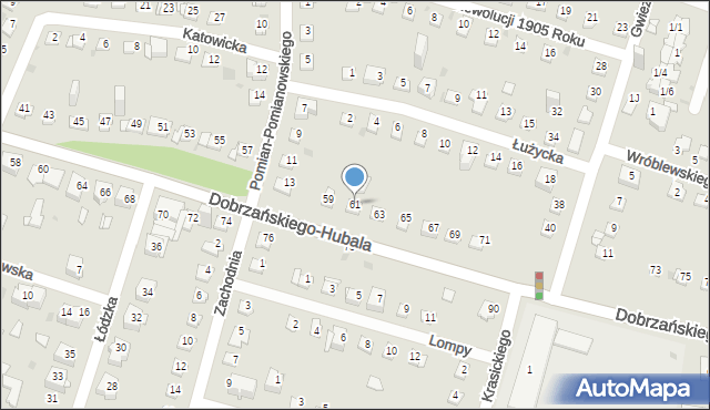 Sosnowiec, Dobrzańskiego-Hubala Henryka, mjr., 61, mapa Sosnowca