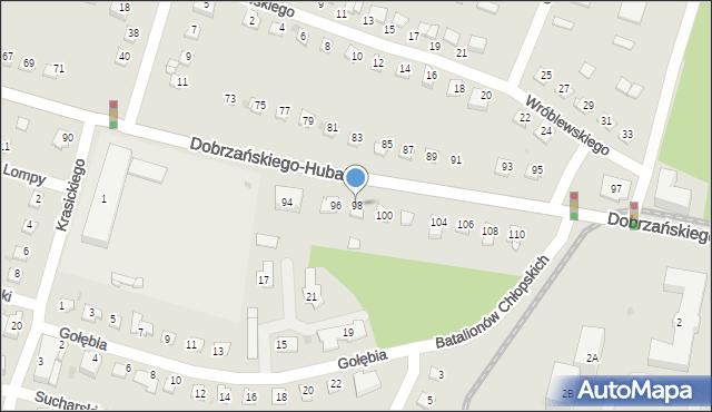 Sosnowiec, Dobrzańskiego-Hubala Henryka, mjr., 98, mapa Sosnowca