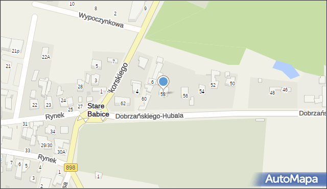 Stare Babice, Dobrzańskiego-Hubala Henryka, mjr., 58, mapa Stare Babice