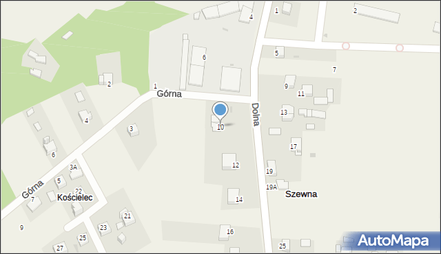 Szewna, Dolna, 10, mapa Szewna