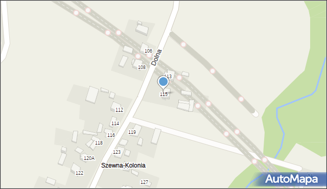 Szewna, Dolna, 115, mapa Szewna