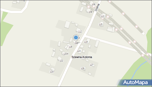 Szewna, Dolna, 116, mapa Szewna