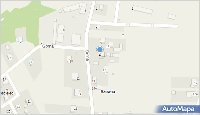 Szewna, Dolna, 15, mapa Szewna