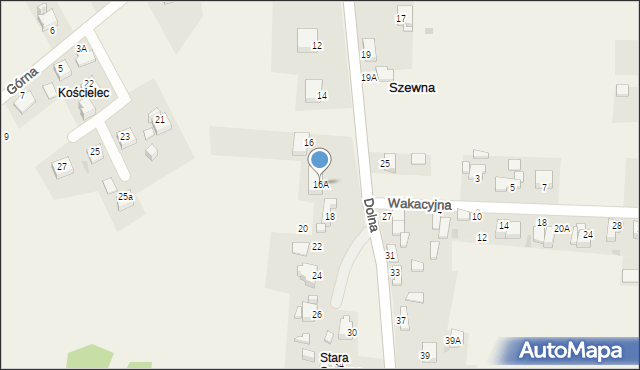 Szewna, Dolna, 16A, mapa Szewna