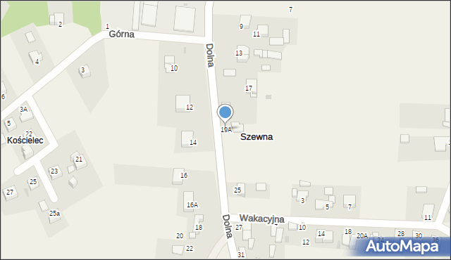 Szewna, Dolna, 19A, mapa Szewna