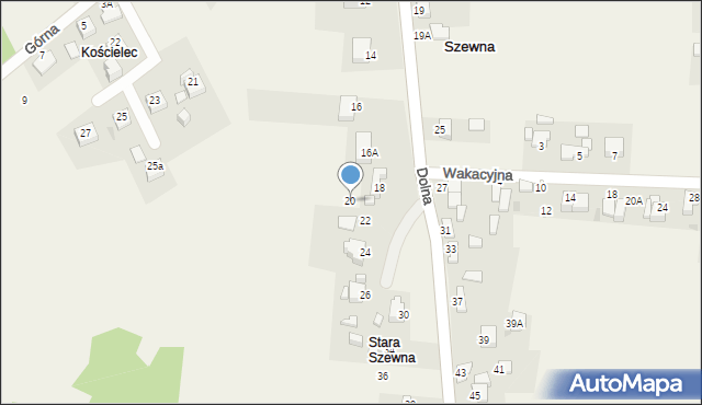 Szewna, Dolna, 20, mapa Szewna