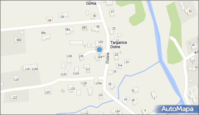 Targanice, Dobra, 104, mapa Targanice