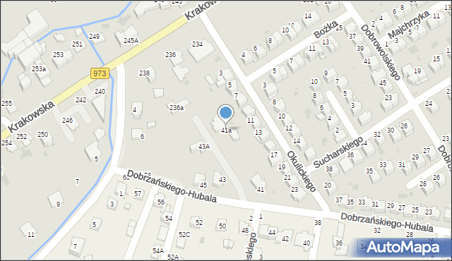 Tarnów, Dobrzańskiego-Hubala Henryka, mjr., 41a, mapa Tarnów