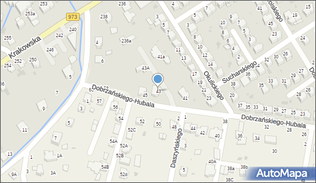 Tarnów, Dobrzańskiego-Hubala Henryka, mjr., 43, mapa Tarnów