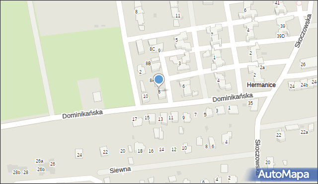 Ustroń, Dominikańska, 8, mapa Ustroń