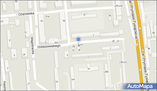 Warszawa, Dobiszewskiego Antoniego, 3B, mapa Warszawy