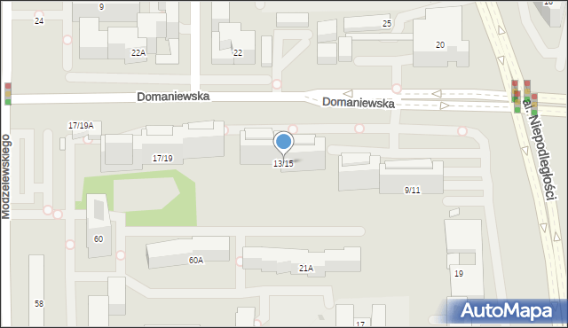 Warszawa, Domaniewska, 13/15, mapa Warszawy