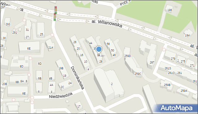 Warszawa, Dominikańska, 32, mapa Warszawy