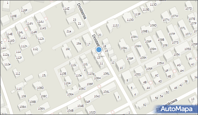 Warszawa, Dostatnia, 13, mapa Warszawy