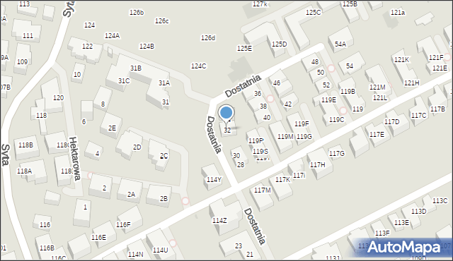 Warszawa, Dostatnia, 32, mapa Warszawy