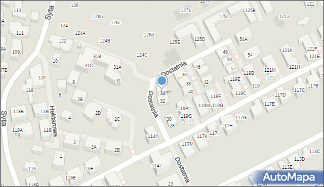 Warszawa, Dostatnia, 34, mapa Warszawy