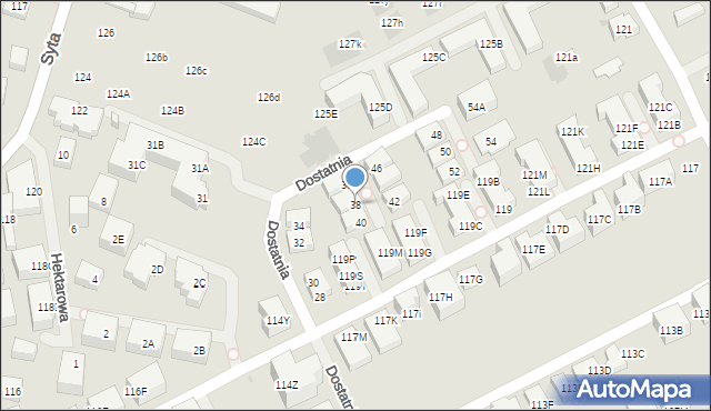 Warszawa, Dostatnia, 38, mapa Warszawy