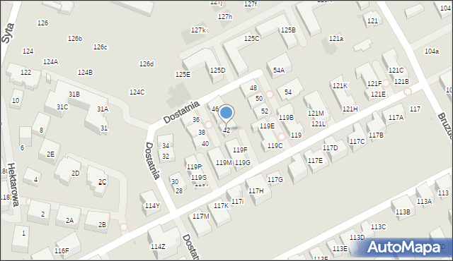 Warszawa, Dostatnia, 42, mapa Warszawy