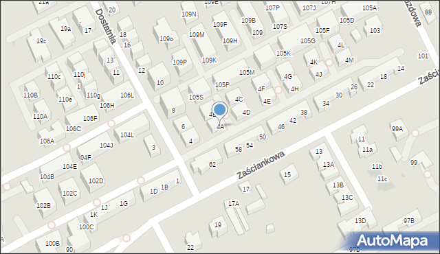 Warszawa, Dostatnia, 4A, mapa Warszawy