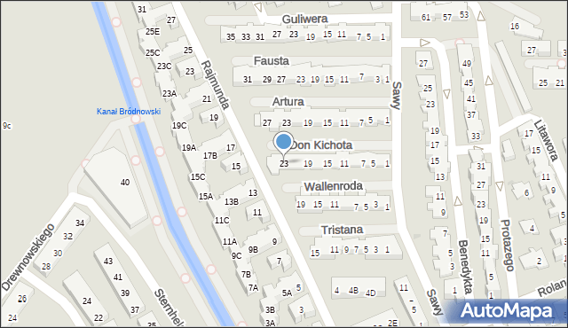 Warszawa, Don Kichota, 23, mapa Warszawy