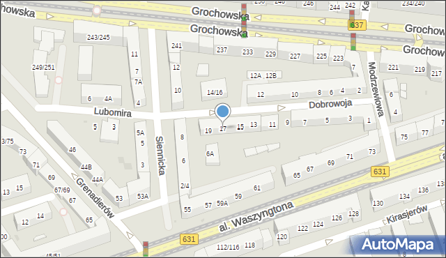 Warszawa, Dobrowoja, 17, mapa Warszawy
