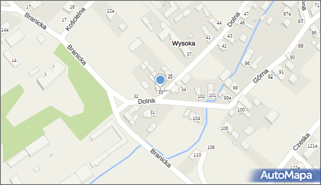 Wysoka, Dolna, 33, mapa Wysoka