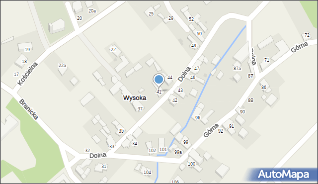 Wysoka, Dolna, 41, mapa Wysoka