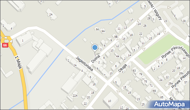 Wysokie Mazowieckie, Dolna, 1, mapa Wysokie Mazowieckie