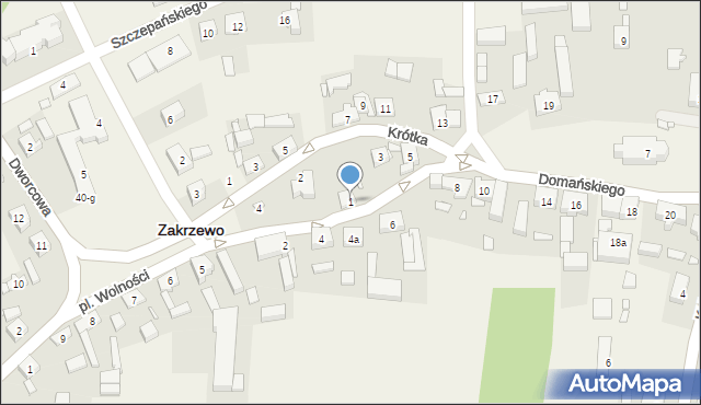 Zakrzewo, Domańskiego Bolesława, ks. dr., 1, mapa Zakrzewo