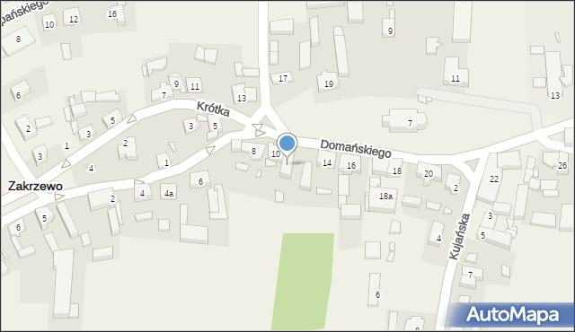 Zakrzewo, Domańskiego Bolesława, ks. dr., 12, mapa Zakrzewo