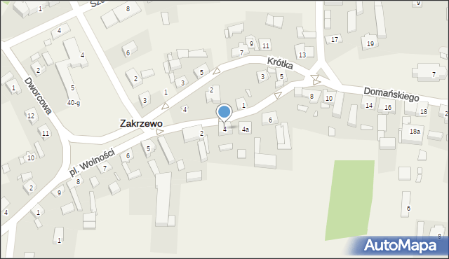 Zakrzewo, Domańskiego Bolesława, ks. dr., 4, mapa Zakrzewo