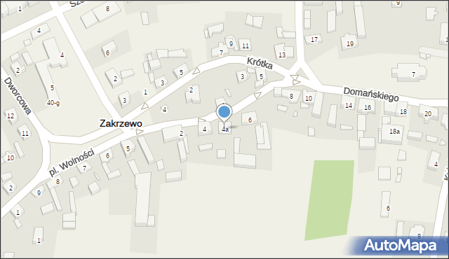 Zakrzewo, Domańskiego Bolesława, ks. dr., 4a, mapa Zakrzewo