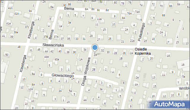 Biała Podlaska, Droga Wojskowa, 2A, mapa Białej Podlaskiej