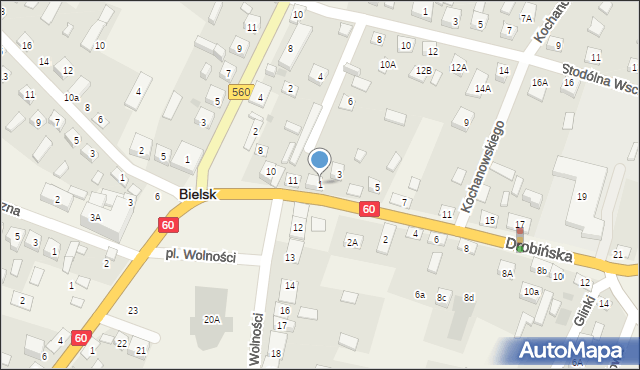 Bielsk, Drobińska, 1, mapa Bielsk