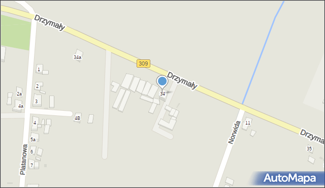 Bojanowo, Drzymały, 34, mapa Bojanowo