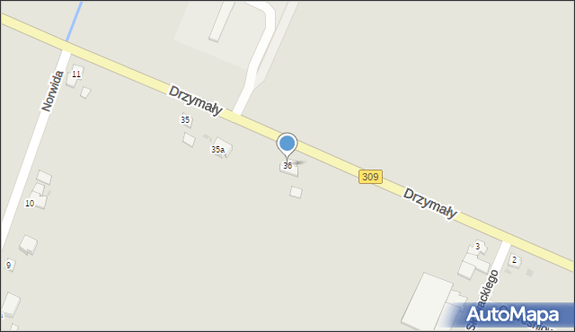 Bojanowo, Drzymały, 36, mapa Bojanowo