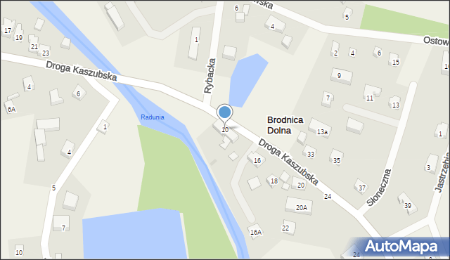 Brodnica Dolna, Droga Kaszubska, 10, mapa Brodnica Dolna